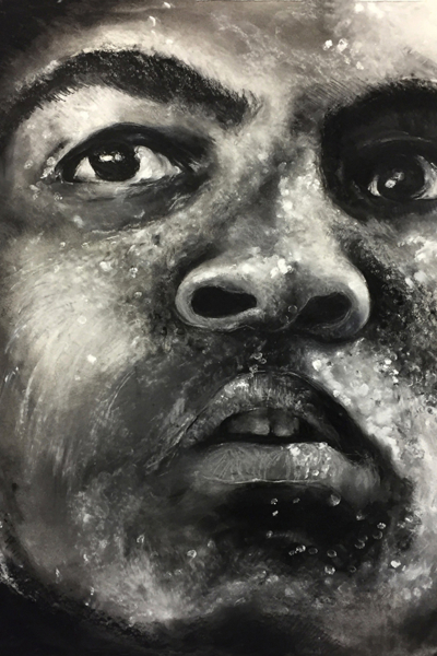 Mohamed Ali, pastel sur papier, 80x120 cm, 2019.