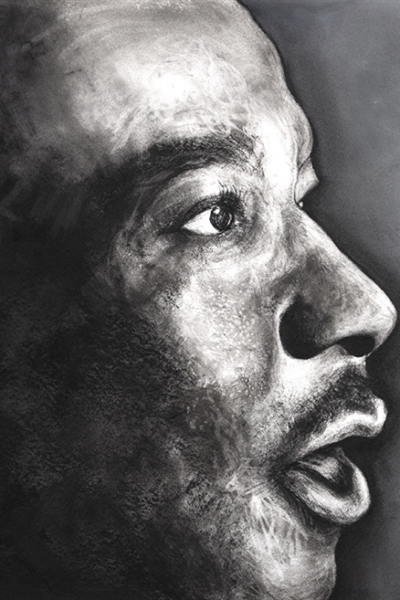 Martin Luther King, pastel sur papier, 80x120 cm, 2019.