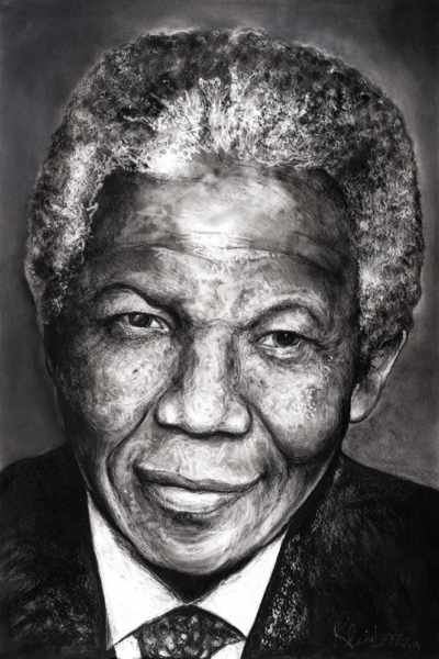 Nelson Mandela, pastel sur papier, 80x120 cm, 2019.