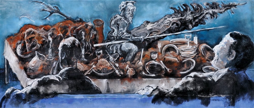Don Quichotte, pastel sur papier 130x300 cm, 2010