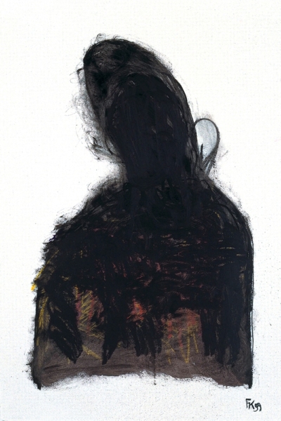 Présence noir, huile sur papier, 75x105 cm, 1999. Collection privée.