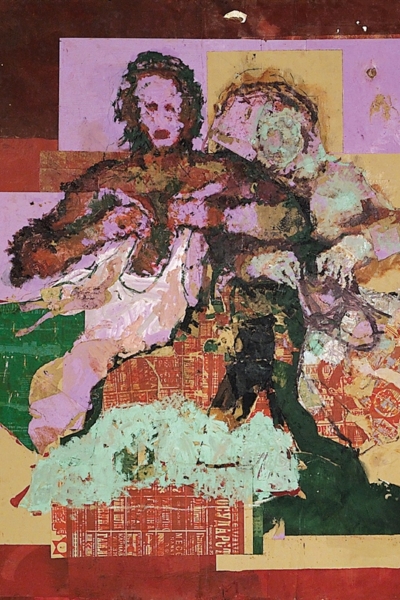 Les vendeuses de vêtements, huile sur toile 200x220 cm, 2001.