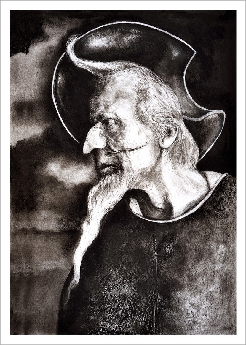 Don Quichotte, 2021,digigraphie, 50x70 cm, Fred Kleinberg, art édition.