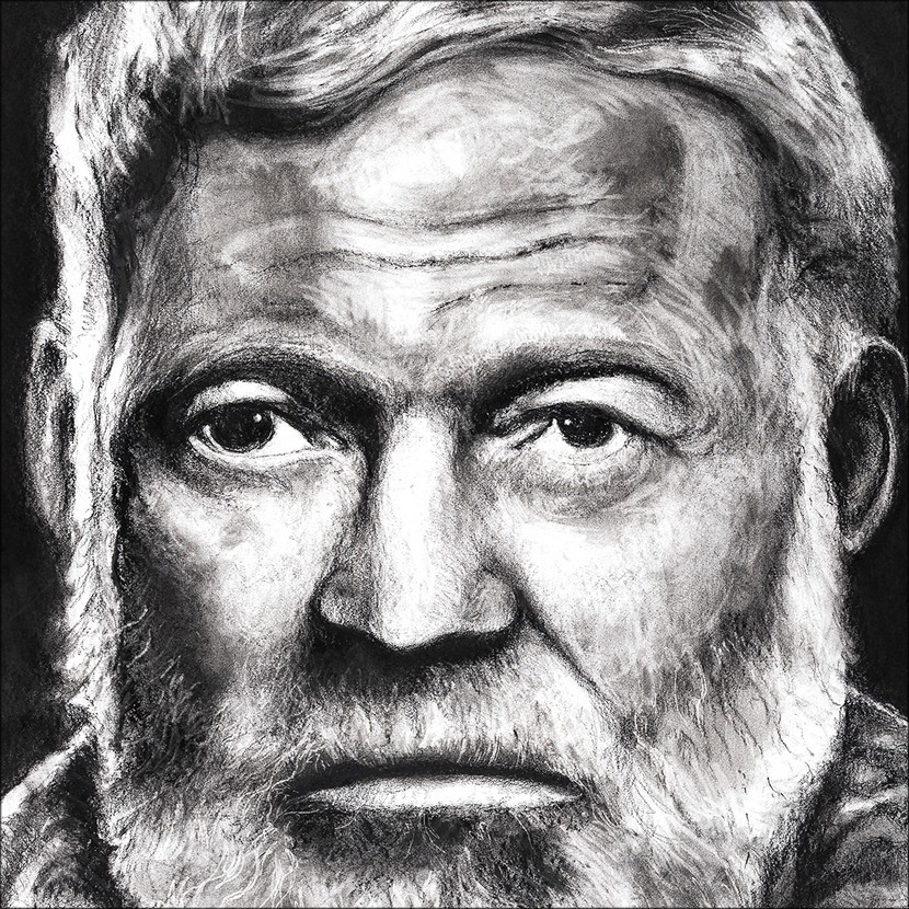 Ernest Hemingway, détail, 2021, impression encre pigmentaire, 50x70 cm, Fred Kleinberg, art édition.