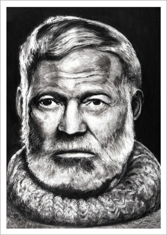 Ernest Hemingway, 2021, impression encre pigmentaire, 50x70 cm, Fred Kleinberg, art édition.
