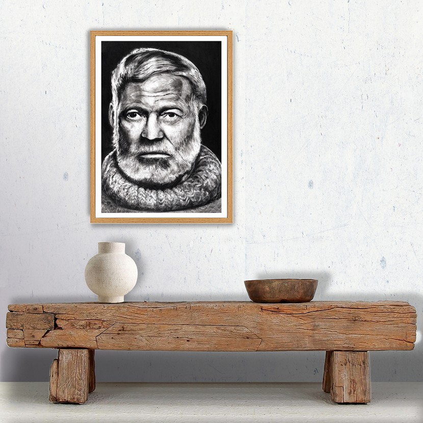 Ernest Hemingway, 2021, impression encre pigmentaire, 50x70 cm, Fred Kleinberg, art édition.