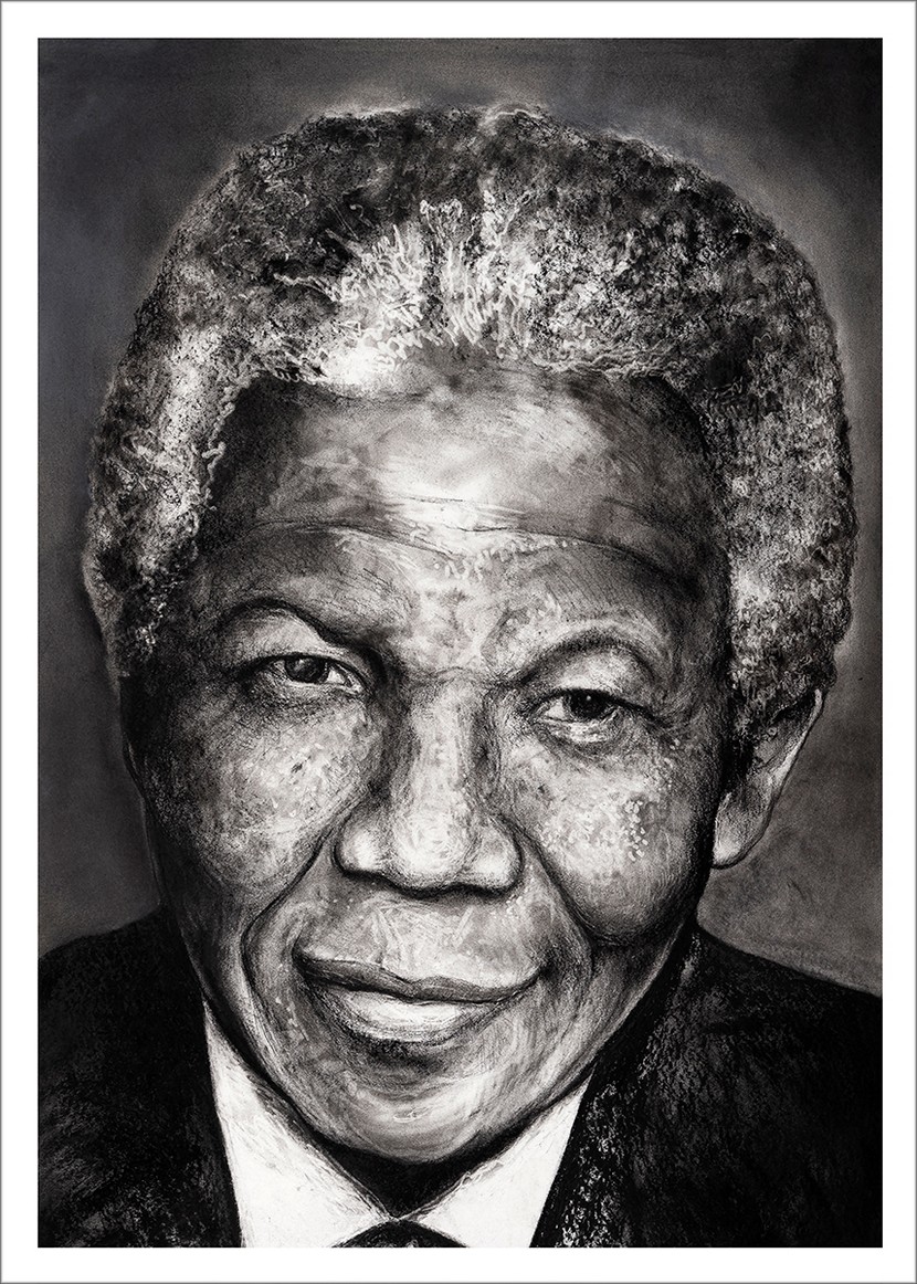 Nelson Mandela, impression encre pigmentaire, 50x70 cm, Fred Kleinberg, art édition.