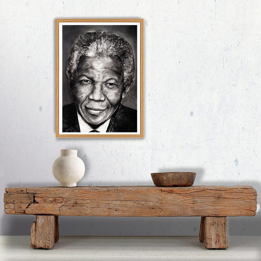 Nelson Mandela, impression encre pigmentaire, 50x70 cm, Fred Kleinberg, art édition.