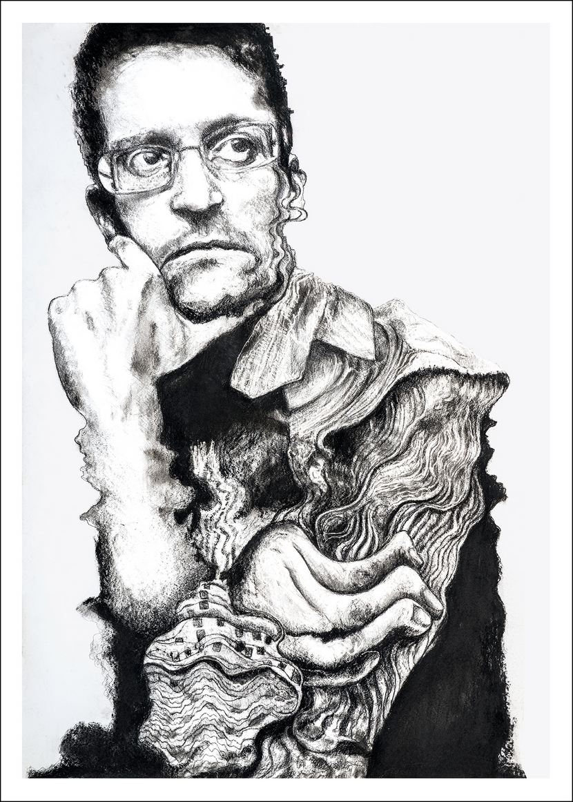 Edward Snowden, 2022, digigraphie sur papier Museum Natural Smooth 310 gr, 50x70 cm, Fred Kleinberg, art édition.