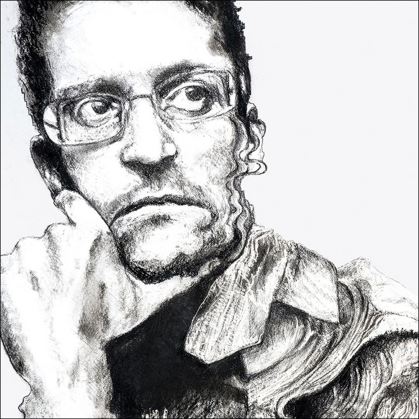Edward Snowden, 2022, digigraphie sur papier Museum Natural Smooth 310 gr, 50x70 cm, Fred Kleinberg, art édition. Détail.